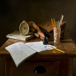 clock book ON TABLE